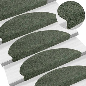 vidaXL Πατάκια Σκάλας Αυτοκόλ. 15 τεμ Πράσινα 65x21x4 εκ. Βελονιασμένο