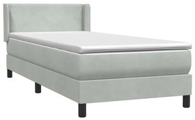 Box Spring κρεβάτι με στρώμα ανοιχτό γκρι 80x220 cm Βελούδινο - Γκρι