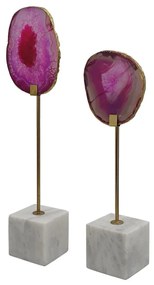Artekko Agate Διακοσμητικά Επιτραπέζια με Αχάτη Μάρμαρο Ροζ Χρυσό (10x6.5x36)cm Σετ/2 Artekko 82944-PINK-SA