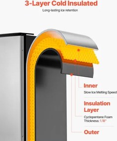 VEVOR Undercounter Built-in Ice Maker 80 Lbs/Day with Drain Pump Reversible Door