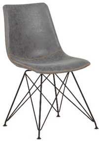 Καρέκλα Μεταλλική Μαύρη/Pu PANTON Vintage Grey 43x57x81cm (Σετ 4 ΤΕΜ)