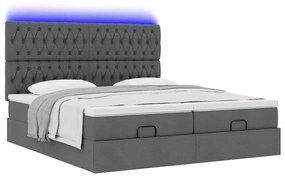 Οθωμανικό κρεβάτι με στρώματα&amp;LEDs Σκούρο γκρι 200x200cm ύφασμα 3314570
