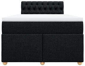 Κρεβάτι Boxspring με Στρώμα Μαύρο 120x200 εκ. Υφασμάτινο - Μαύρο