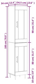 Ντουλάπι Γκρι Σκυροδέματος 34,5x34x180 εκ. Επεξεργασμένο Ξύλο - Γκρι