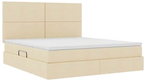 vidaXL Κρεβάτι με αποθηκευτικό χώρο και LED Κρέμ 180 x 200 cm