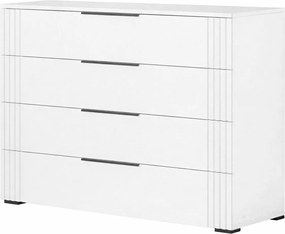 Συρταριέρα με 4 συρτάρια AULIA λευκό/λευκό gloss 105x41x85