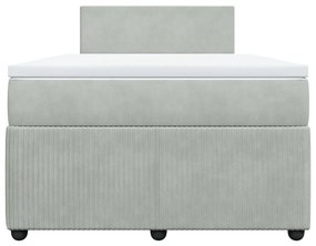 Κρεβάτι Boxspring με Στρώμα Ανοιχτό Γκρι 120x200 εκ. Βελούδινο - Γκρι