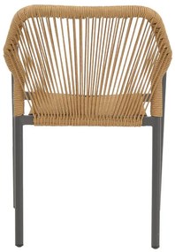 Καρέκλα - Πολυθρόνα αλουμινίου Lush στοιβαζόμενη ανθρακί σκελετός-φυσικό rattan 56x59x80 εκ. 56x59x80 εκ.