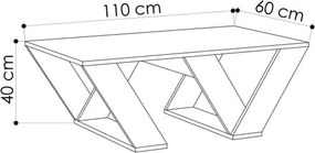 Τραπεζάκι σαλονιού Pipra Megapap χρώμα λευκό 110x60x40εκ.