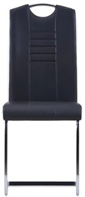 vidaXL Καρέκλες Τραπεζαρίας «Πρόβολος» 4 τεμ. Μαύρες Συνθετικό Δέρμα