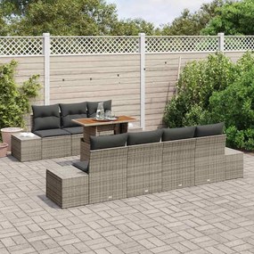 vidaXL Σετ Καναπέ Κήπου με αποθήκευση 8 pcs Γκρι Πολυ ράταν