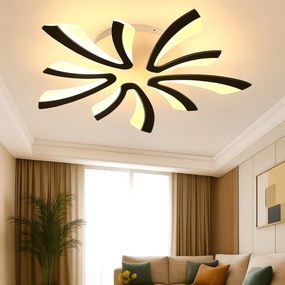 Stewehome Μοντέρνα Πλαφονιέρα Μαύρη LED Πενταπλή Τριών Χρωμάτων 65x15x15 cm