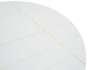 Τραπέζι Xuson pakoworld mdf σε λευκό όψης μαρμάρου με πόδι μαύρο μέταλλο Φ120x75εκ