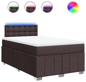 vidaXL Κρεβάτι Boxspring με Στρώμα Σκούρο Καφέ 120x200 εκ. Υφασμάτινο