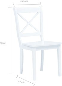 vidaXL Καρέκλες Τραπεζαρίας 6 τεμ. Λευκές Μασίφ Ξύλο Καουτσουκόδεντρου