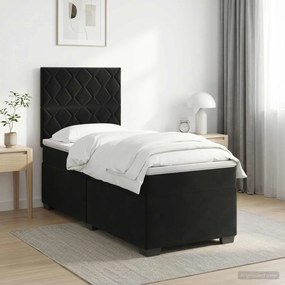 vidaXL Κρεβάτι box spring με στρώμα Μαύρο 80 x 200 cm Βελούδο