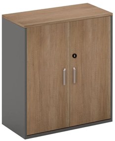 WOODWELL PROLINE Ντουλάπι Γραφείου Χαμηλό, Δίφυλλο, 2 ράφια, Απόχρωση Καρυδί Δρυς - Μαύρο 80x40x75cm ΕΟ917