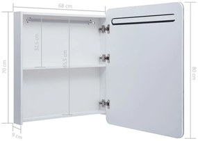vidaXL Ντουλάπι Μπάνιου με Καθρέφτη και Φωτισμό LED 68 x 9 x 80 εκ.