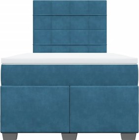 vidaXL Κρεβάτι Boxspring με Στρώμα Μπλε 120x200 εκ. Βελούδινο
