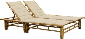 vidaXL Ξαπλώστρα Διπλή από Μπαμπού με Μαξιλάρια