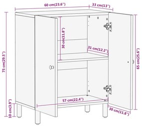 Βοηθητικό Ντουλάπι 60 x 33 x 75 εκ. από Μασίφ Ξύλο Μάνγκο - Καφέ