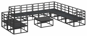 vidaXL Σετ Καναπέ Κήπου με μαξιλάρι 10 pcs Μαύρο Αλουμίνιο