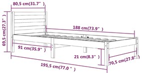 Πλαίσιο Κρεβατιού Λευκό 75x190 εκ Ξύλο Πεύκου 2FT6 Small Single - Λευκό