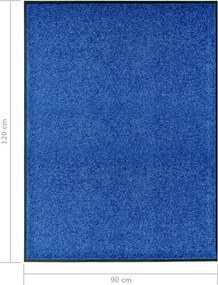 vidaXL Πατάκι Εισόδου Πλενόμενο Μπλε 90 x 120 εκ.