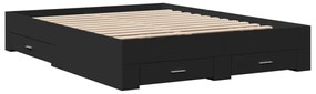 vidaXL Πλαίσιο Κρεβατιού με Συρτάρια Μαύρο 160x200 εκ Επεξεργ. Ξύλο