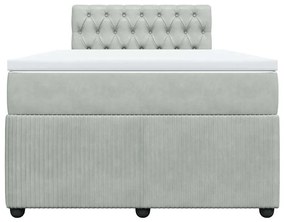 vidaXL Κρεβάτι Boxspring με Στρώμα Ανοιχτό Γκρι 120x190 εκ. Βελούδινο