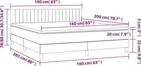 vidaXL Κρεβάτι Boxspring με Στρώμα Κρεμ 160x200 εκ. Υφασμάτινο
