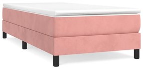 vidaXL Κρεβάτι Boxspring με Στρώμα Ροζ 90x200 εκ. Βελούδινο