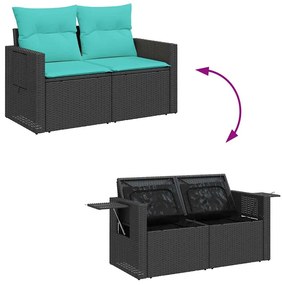 vidaXL Σαλόνι Κήπου Σετ 4 Τεμαχίων με Μαξιλάρια Μαύρο Συνθετικό Ρατάν