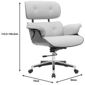 Καρέκλα γραφείου διευθυντή Kobane μπεζ pu-βάση χρωμίου 84x75x113.5εκ