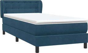 vidaXL Κρεβάτι Boxspring με Στρώμα Σκούρο Μπλε 80x220 εκ. Βελούδινο