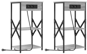 vidaXL Κομοδίνο 2 pcs Γκρι sonoma 41 x 31 x 76 εκ. Επεξεργασμένο ξύλο