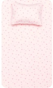 Borea Σεντόνι Φανελένιο Σετ Αστεράκια Ροζ 160 x 240 cm + 50 x 70 cm Ροζ