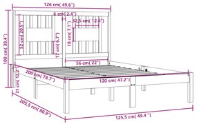 vidaXL Πλαίσιο Κρεβατιού Λευκό 120 x 200 εκ. από Μασίφ Ξύλο Πεύκου