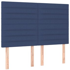 Κρεβάτι Boxspring με Στρώμα &amp; LED Μπλε 140x200 εκ. Υφασμάτινο - Μπλε
