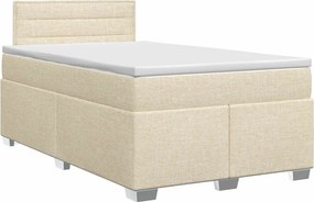 vidaXL Κρεβάτι box spring με στρώμα Κρεμ 120 x 190 cm Ύφασμα