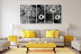 5 μέρη εικόνα λουλούδια σε ασπρόμαυρο φόντο - 200x100