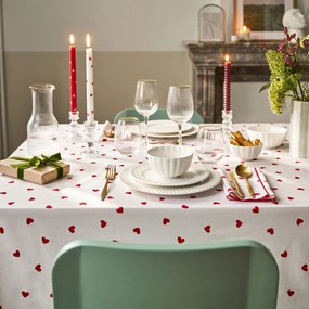 Τραπεζομάντηλο βαμβακερό με καρδιές, SCACCO