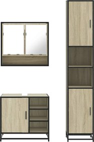 vidaXL Σετ Επίπλων Μπάνιου 3 Τεμαχίων Sonoma Δρυς Επεξεργασμένο Ξύλο