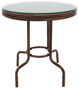 Τραπέζι κήπου Paula pakoworld μέταλλο-pe rattan καφέ Φ60x60εκ