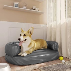 vidaXL Εργονομικό Κρεβάτι Σκύλου Γκρι 60 x 42 εκ. από Συνθετικό Δέρμα