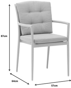 Τραπεζαρία Kliton-Moritz σετ 5τεμ αλουμίνιο σε λευκή και γκρι απόχρωση 150x80x74εκ 150x80x74 εκ.