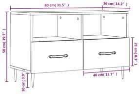 Έπιπλο Τηλεόρασης Καπνιστή Δρυς 80x36x50 εκ. Επεξ. Ξύλο - Καφέ