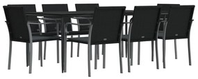 vidaXL Σετ Τραπεζαρίας Κήπου 9 τεμ. Συνθ. Ρατάν / Ατσάλι με Μαξιλάρια