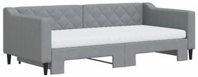 vidaXL Καναπές Κρεβάτι Συρόμενος Αν. Γκρι 90x190 εκ.Ύφασμα Στρώματα