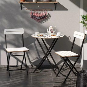 Stewehome Στρογγυλό Bistro Σετ Τραπέζι και Καρέκλες Κήπου / Λευκό